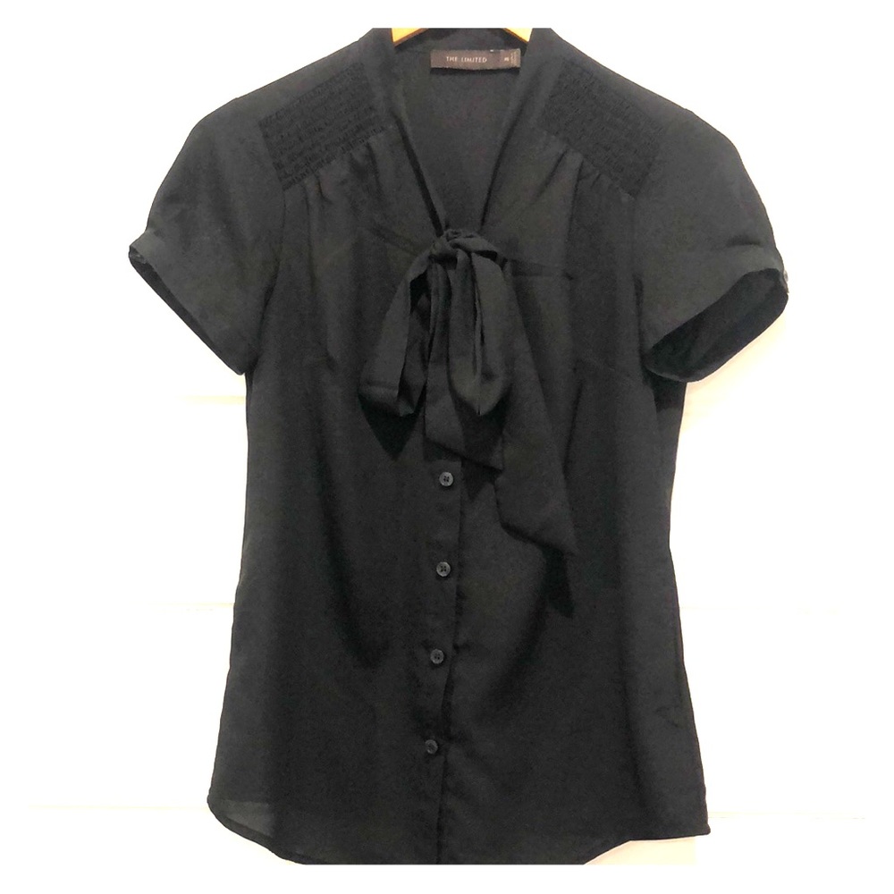 The Limited sheer bow neck blouse